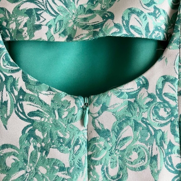 Yoana Baraschi Fit & Flare Jacquard Cocktail Dress in‎ Green Florals, Size 2 - Picture 10 of 13